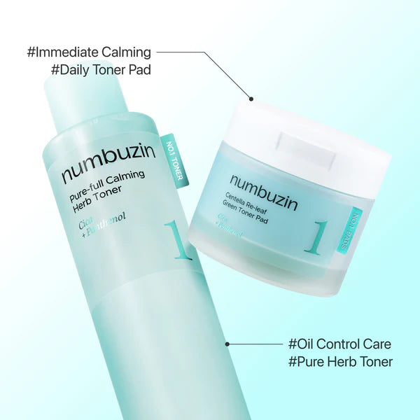 No.1 Centella Re-leaf Green Toner Pad 190ml | Numbuzin (70 Pads)