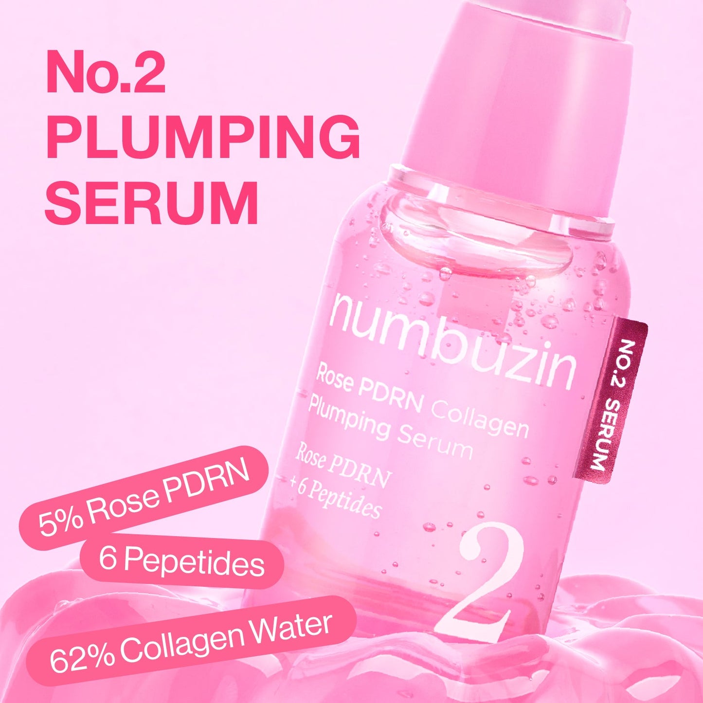 No.2 Rose PDRN Collagen Plumping Serum 30ml | Numbuzin