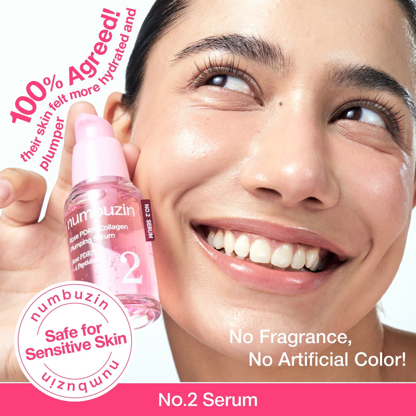 No.2 Rose PDRN Collagen Plumping Serum 30ml | Numbuzin