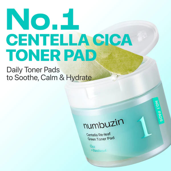 No.1 Centella Re-leaf Green Toner Pad 190ml | Numbuzin (70 Pads)