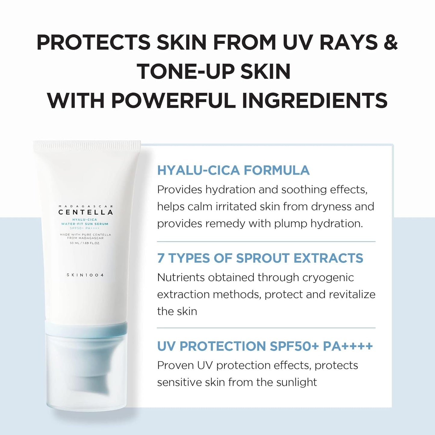 Skin1004 Madagascar Centella Hyalu-Cica Water-Fit Sun Serum SPF50+ PA++++ 50ml