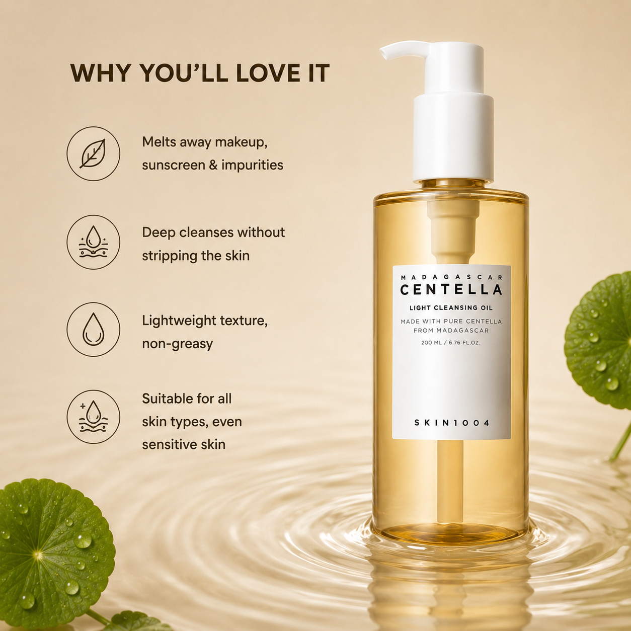 Skin1004 Madagascar Centella Light Cleansing Oil – Gentle Makeup Remover