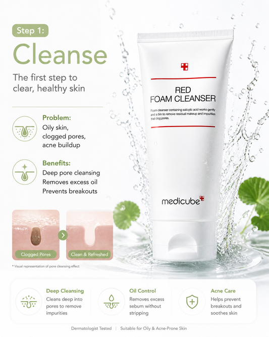 [Medicube] Clear Skin 3-Step Kit – Acne, Pore & Oily Skin Routine (Cleanser, Serum, Cream)