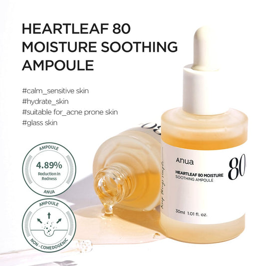 Anua Heartleaf 80% Soothing Ampoule 30ml | K-Beauty Calming Serum for Irritated Skin