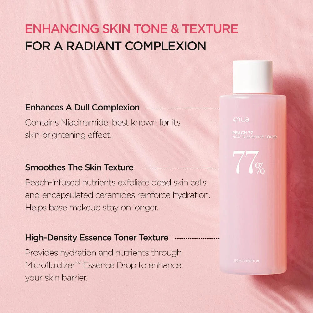 PEACH 77 NIACIN Essence Toner 250ml | Anua Brightening