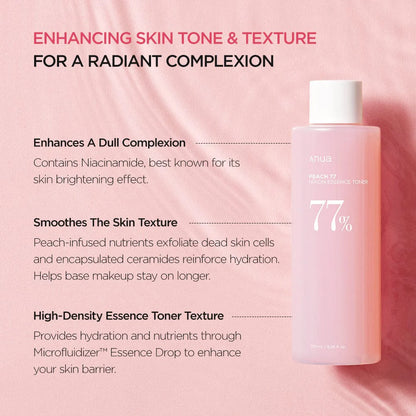 PEACH 77 NIACIN Essence Toner 250ml | Anua Brightening