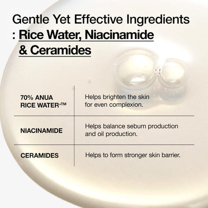 Anua Rice 70% Glow Milky Toner 250ml – Brightening Glass Skin Toner